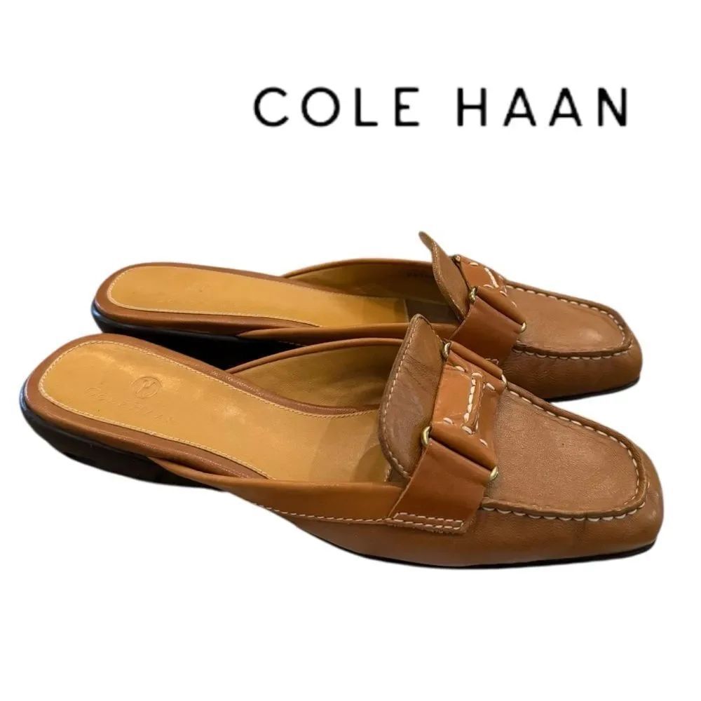 Cole Haan Women's Tan Leather Slide Tailored Mules 7.5
